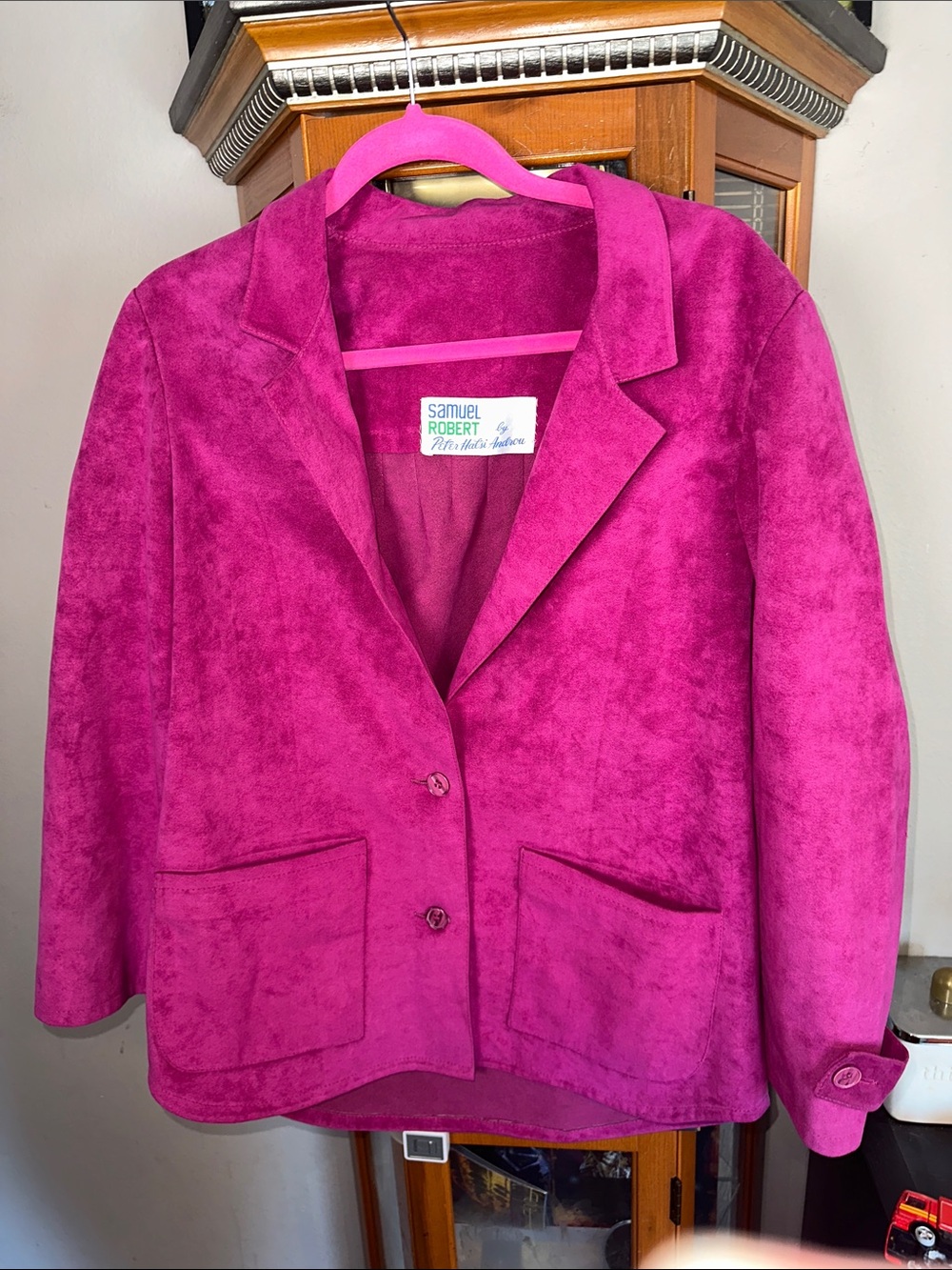Women's Fuchsia Suede-Effect Blazer